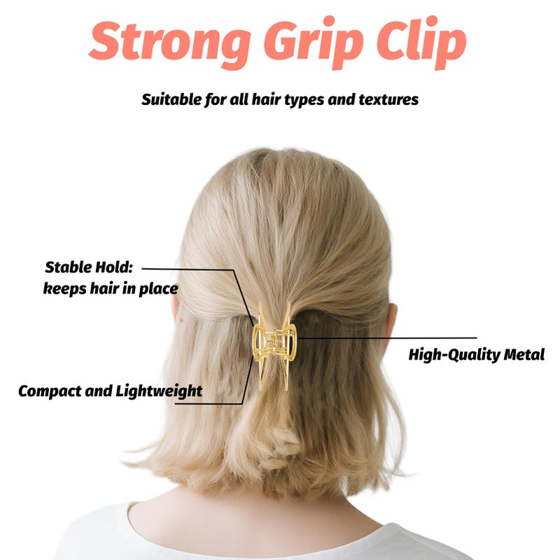 VinBee Metal Hair Clips for Women Hair Claw Clips Medium for Thick Hair 3 Pack (Silver + Gold + Rose Gold) - Image 4